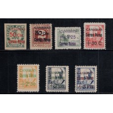 ESPAÑA 1937 GUERRA CIVIL CORREO AEREO DE CANARIAS SERIE COMPLETA NUEVA CON GOMA/MINT MUY RARA 100 EUROS